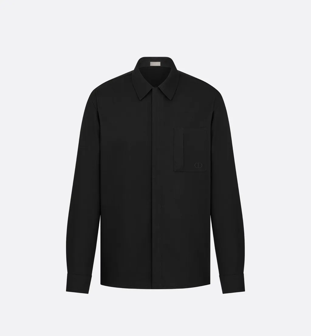 Zipped Shirt With Cd Icon Embroidery