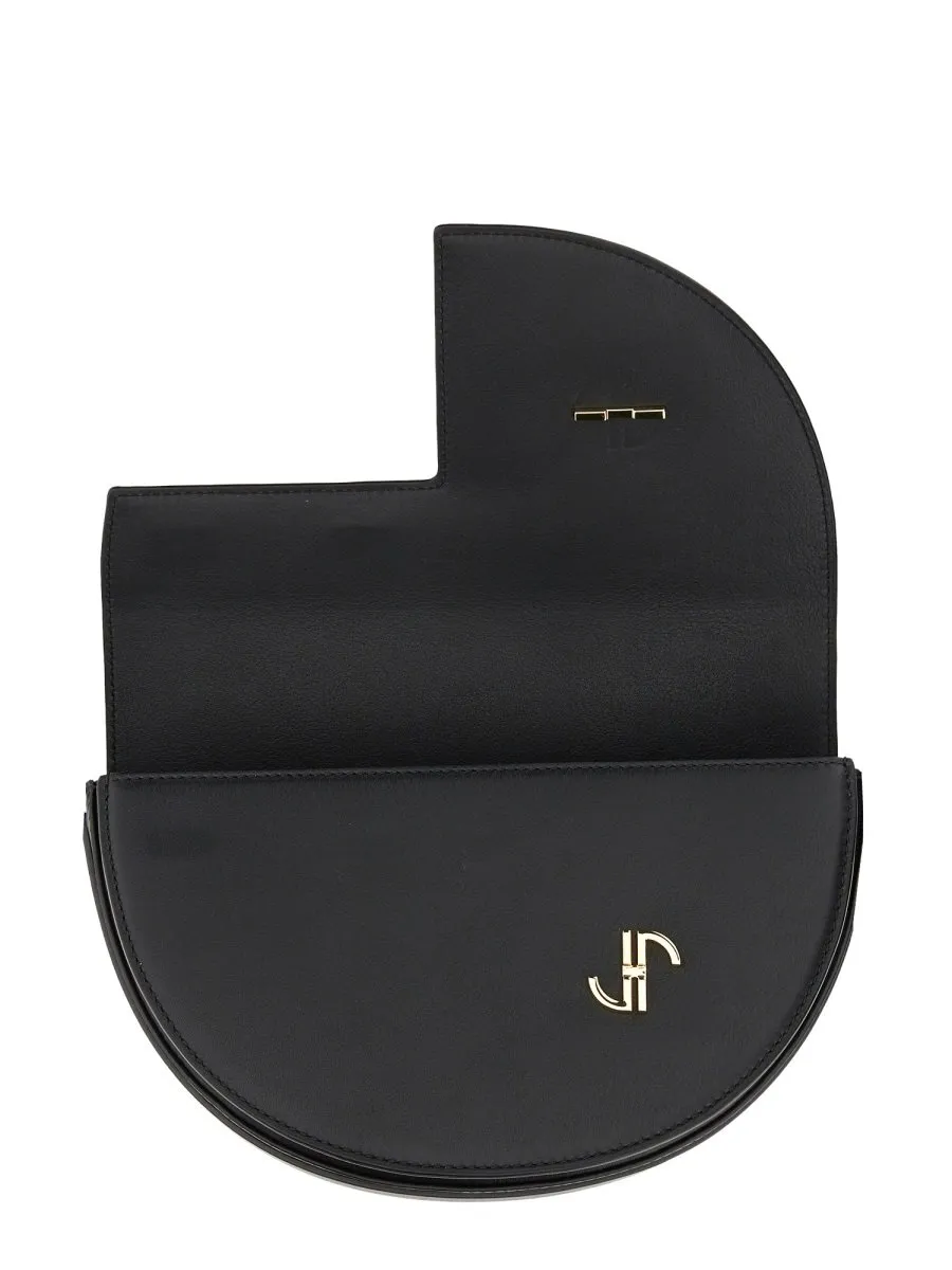 Patou Logo Print Fold-Over Top Shoulder Bag