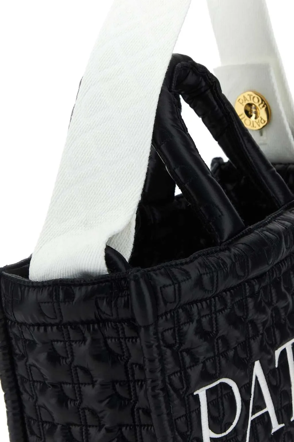 Patou Logo-Embroidered Quilted Top Handle Bag