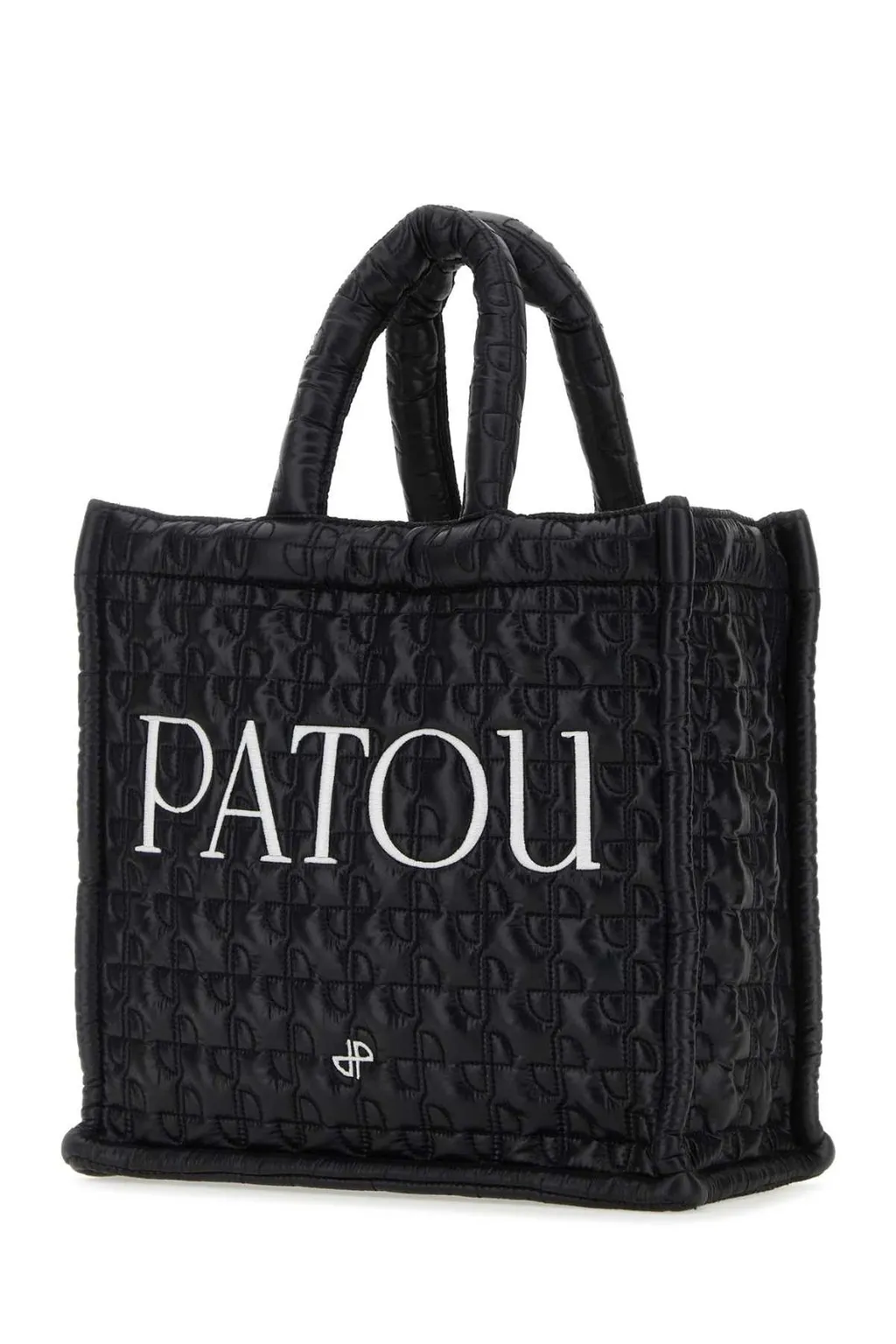 Patou Logo-Embroidered Quilted Top Handle Bag