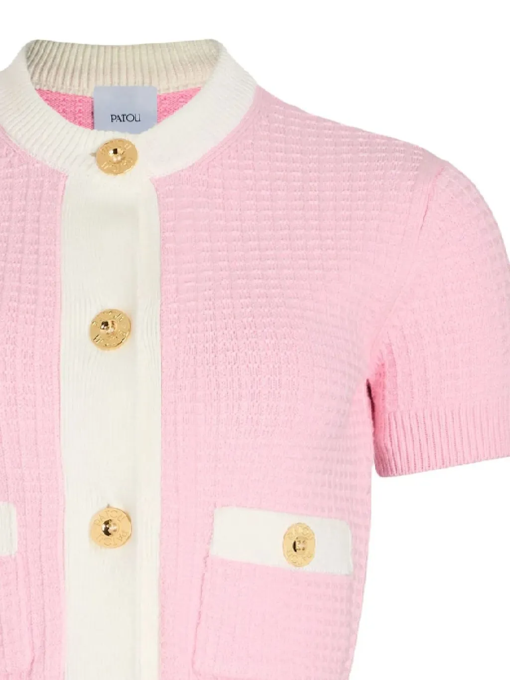 Patou Button-Front Short Sleeve Top
