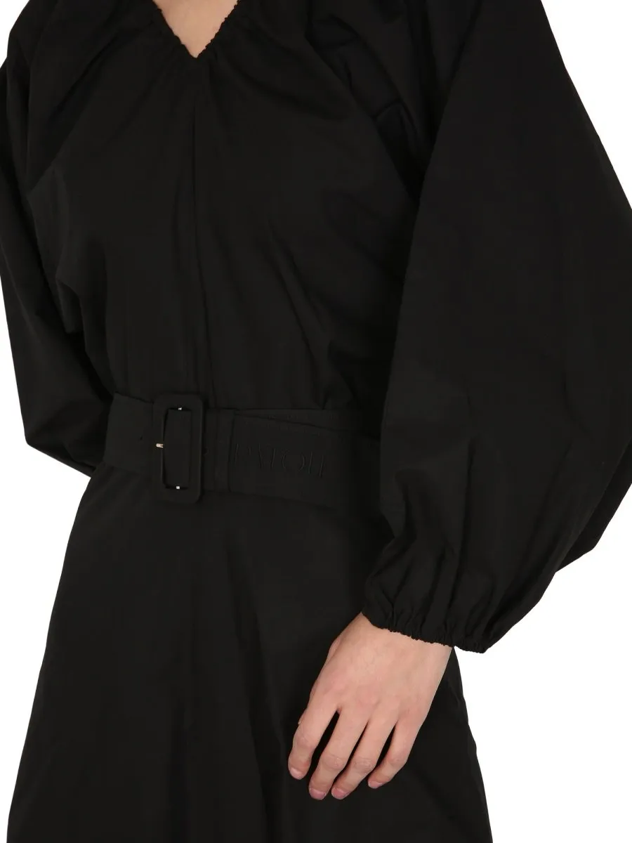 Patou Balloon Sleeved V-Neck Mini Dress