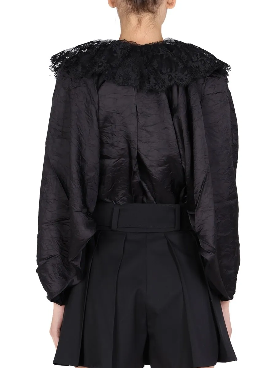 Patou Laced Detail Tie-Neck Blouse