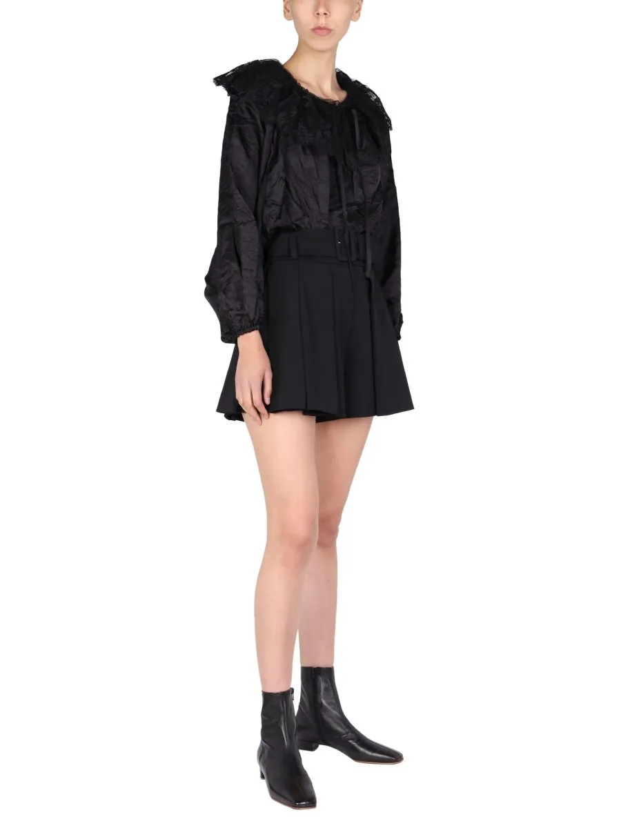 Patou Laced Detail Tie-Neck Blouse