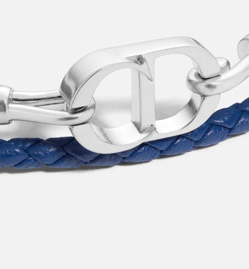 Cd Icon Braided Leather Double Bracelet