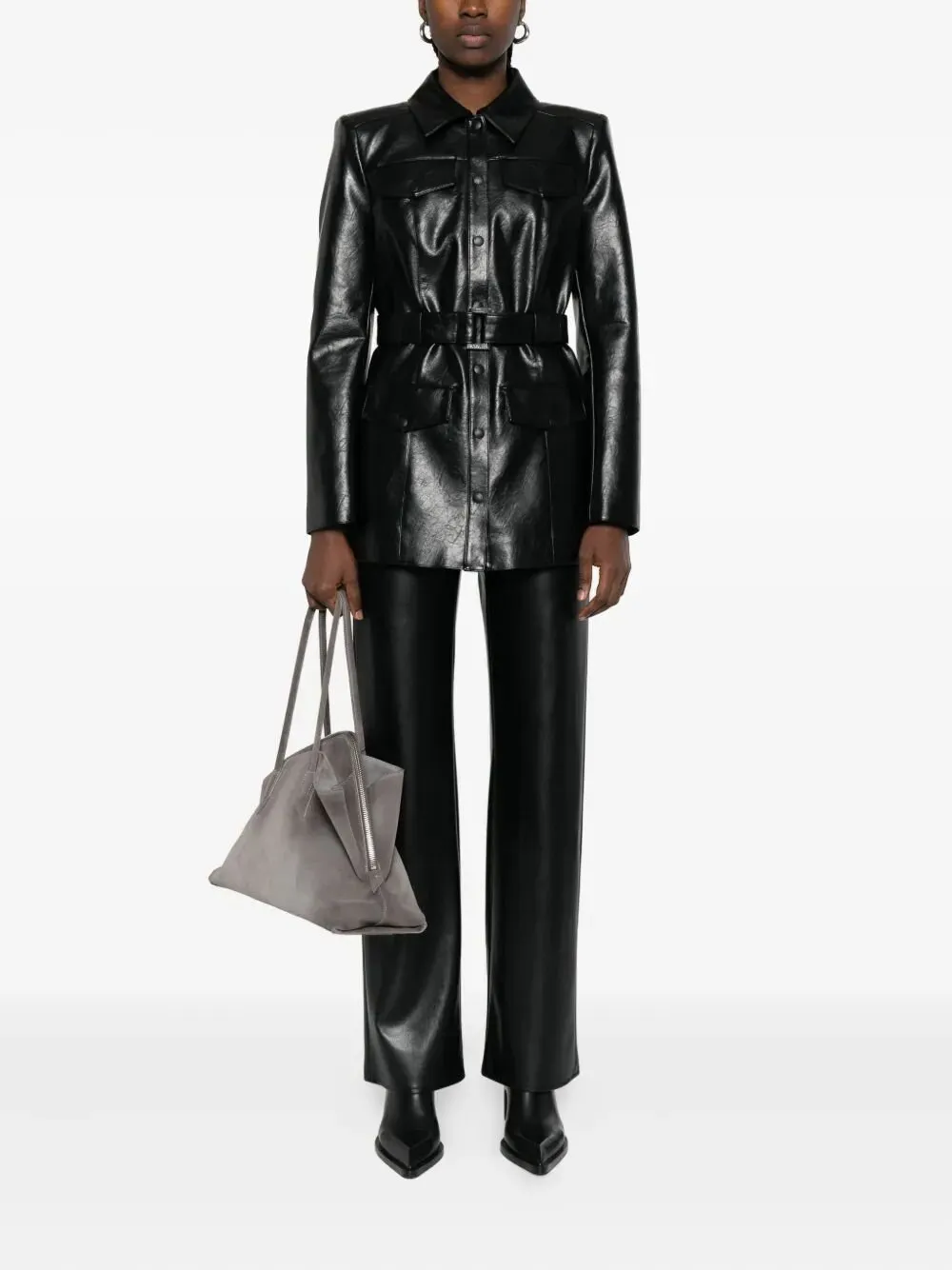Patrizia Pepe Belted Faux Leather Coat