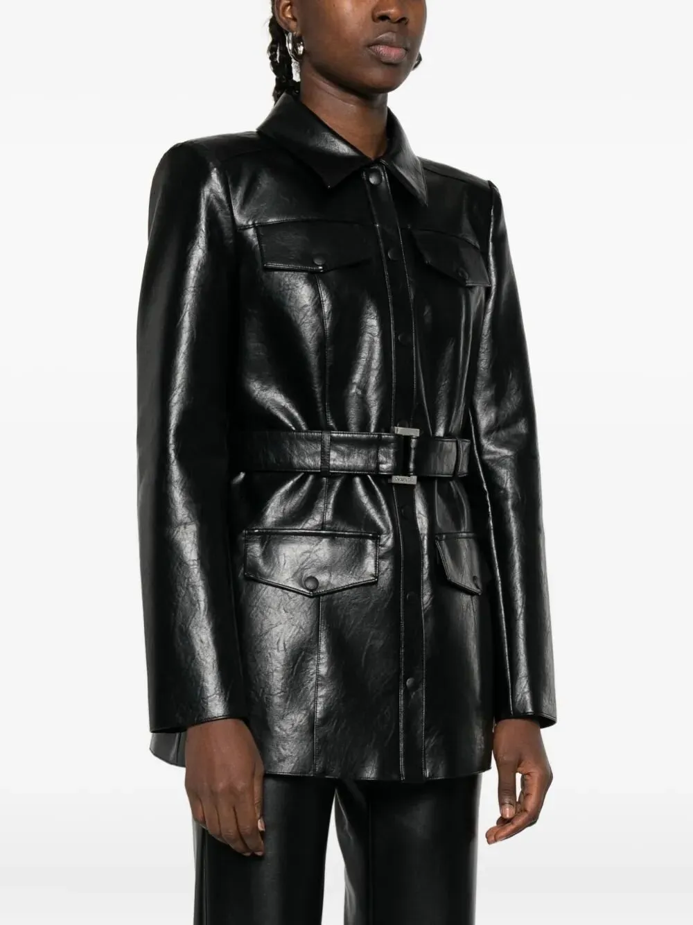 Patrizia Pepe Belted Faux Leather Coat
