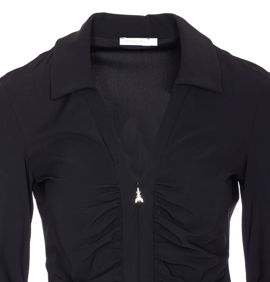 Patrizia Pepe Zip-Closure V-Neck Top