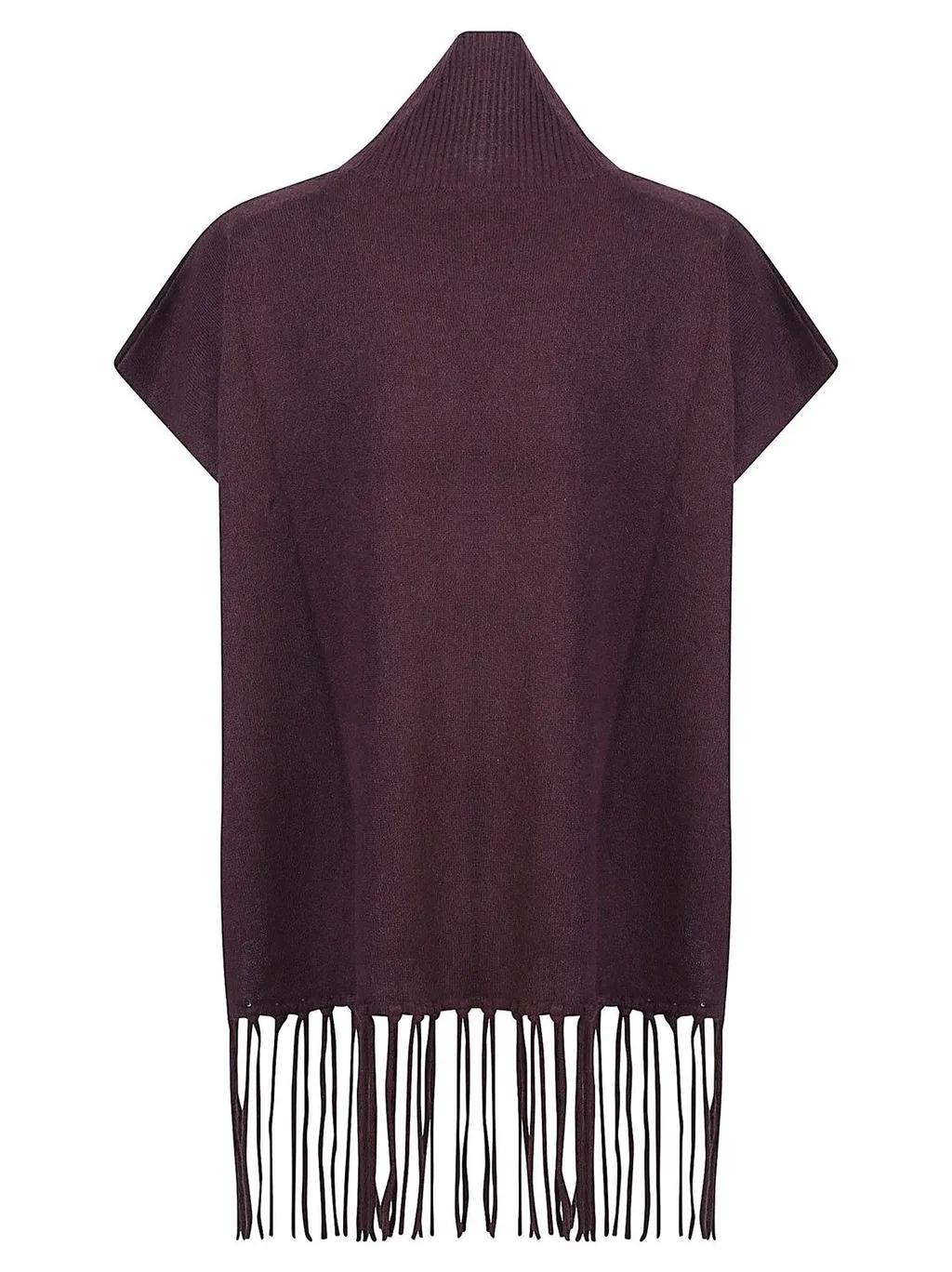 Patrizia Pepe Fringe Turtleneck Poncho