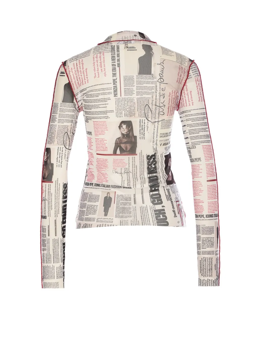 Patrizia Pepe Newspaper Print Long Sleeve Top