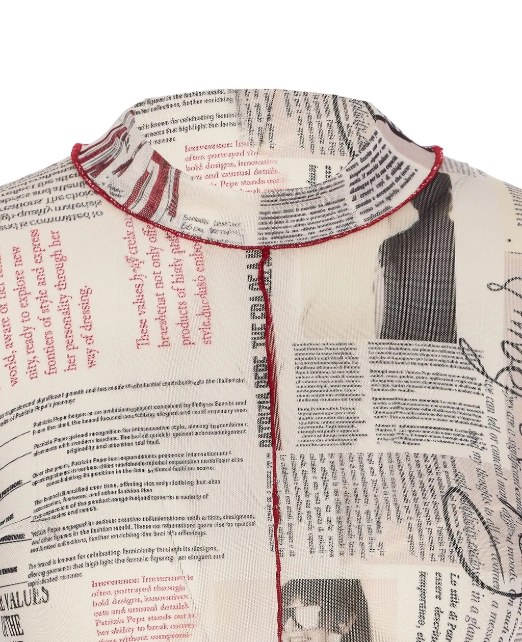Patrizia Pepe Newspaper Print Long Sleeve Top