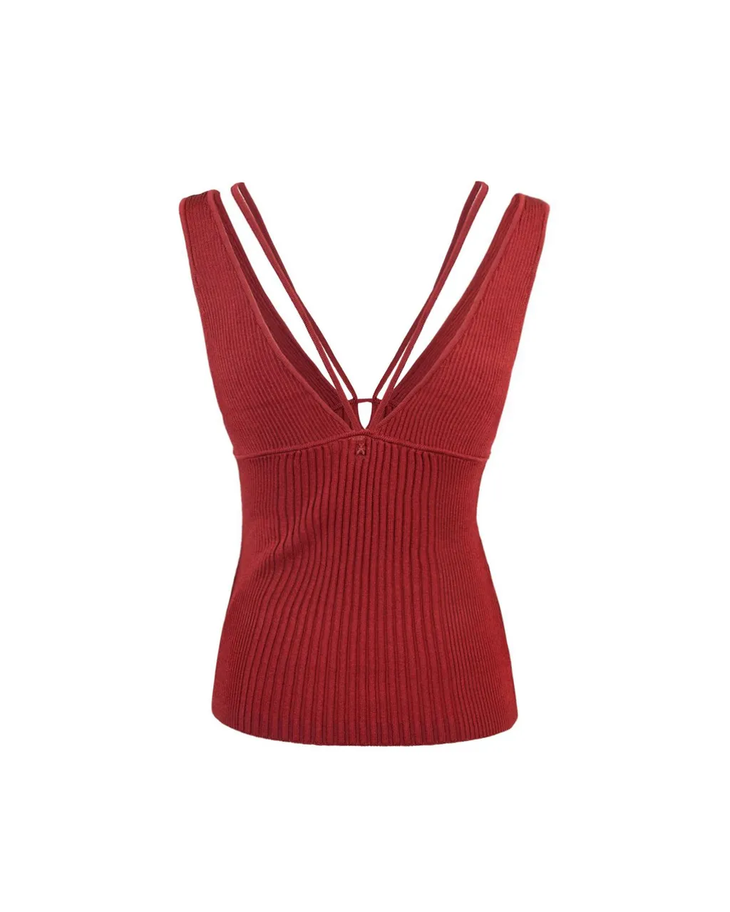 Patrizia Pepe V-Neck Ribbed Sleeveless Top