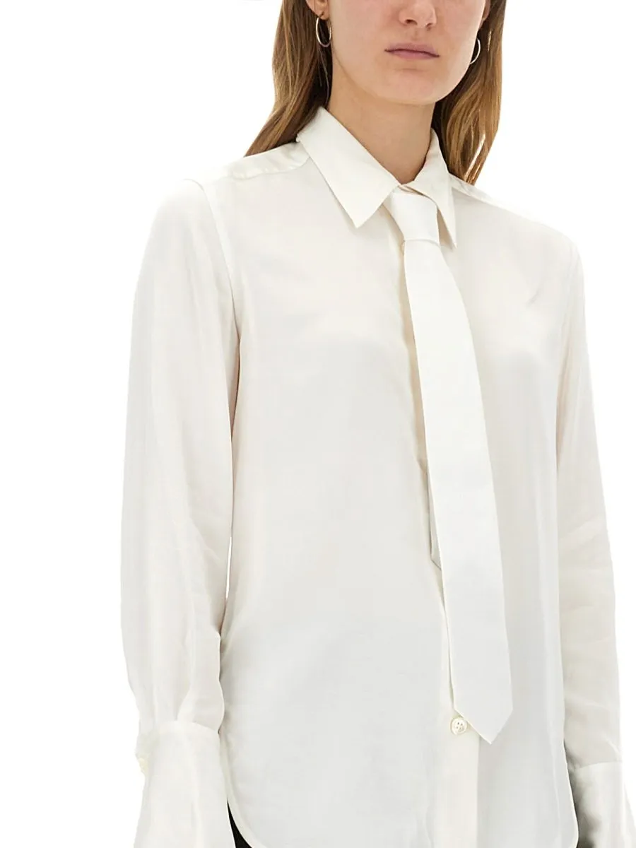 Paul Smith Curved Hem Button-Up Tie Shirt