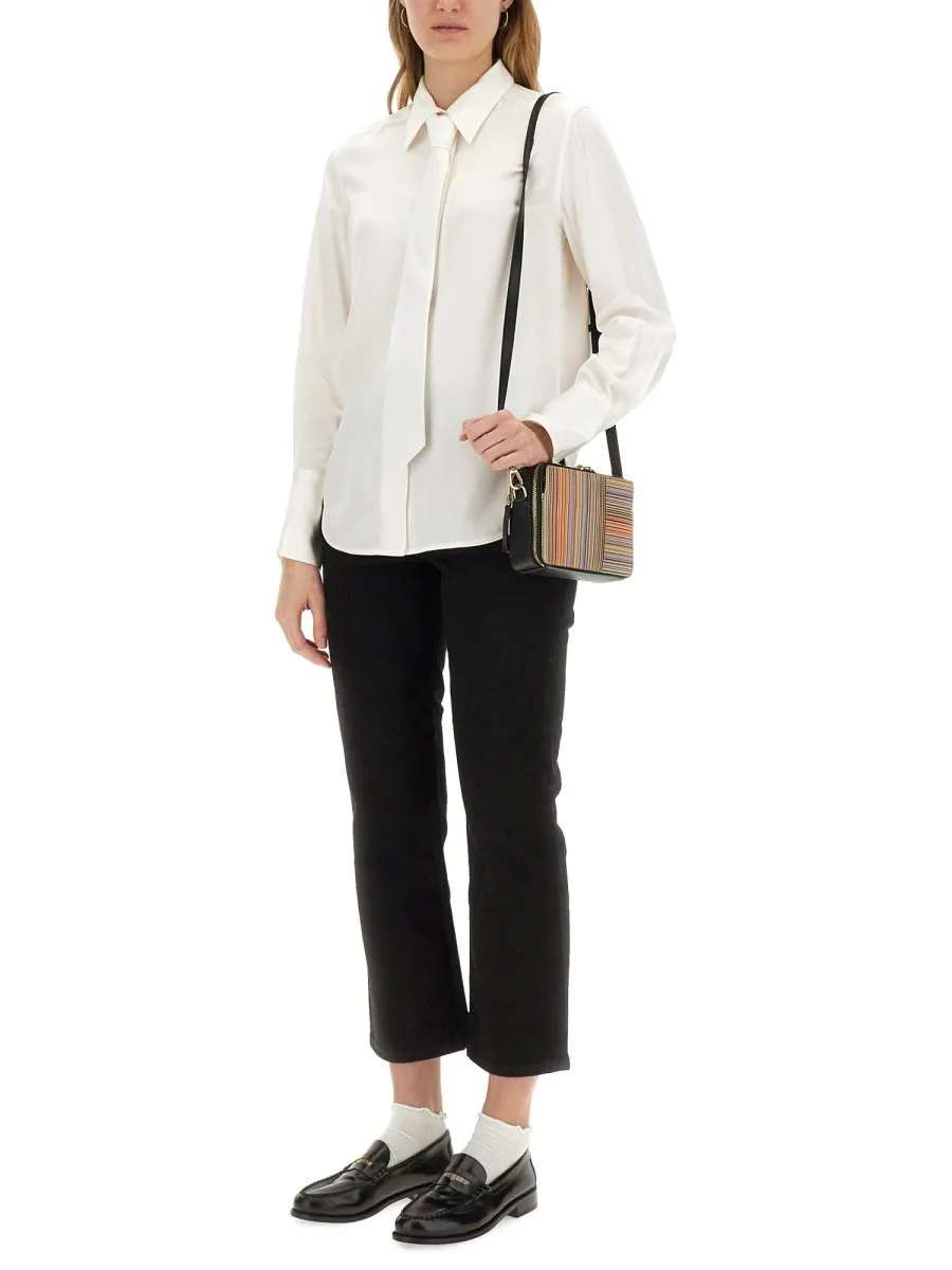 Paul Smith Curved Hem Button-Up Tie Shirt