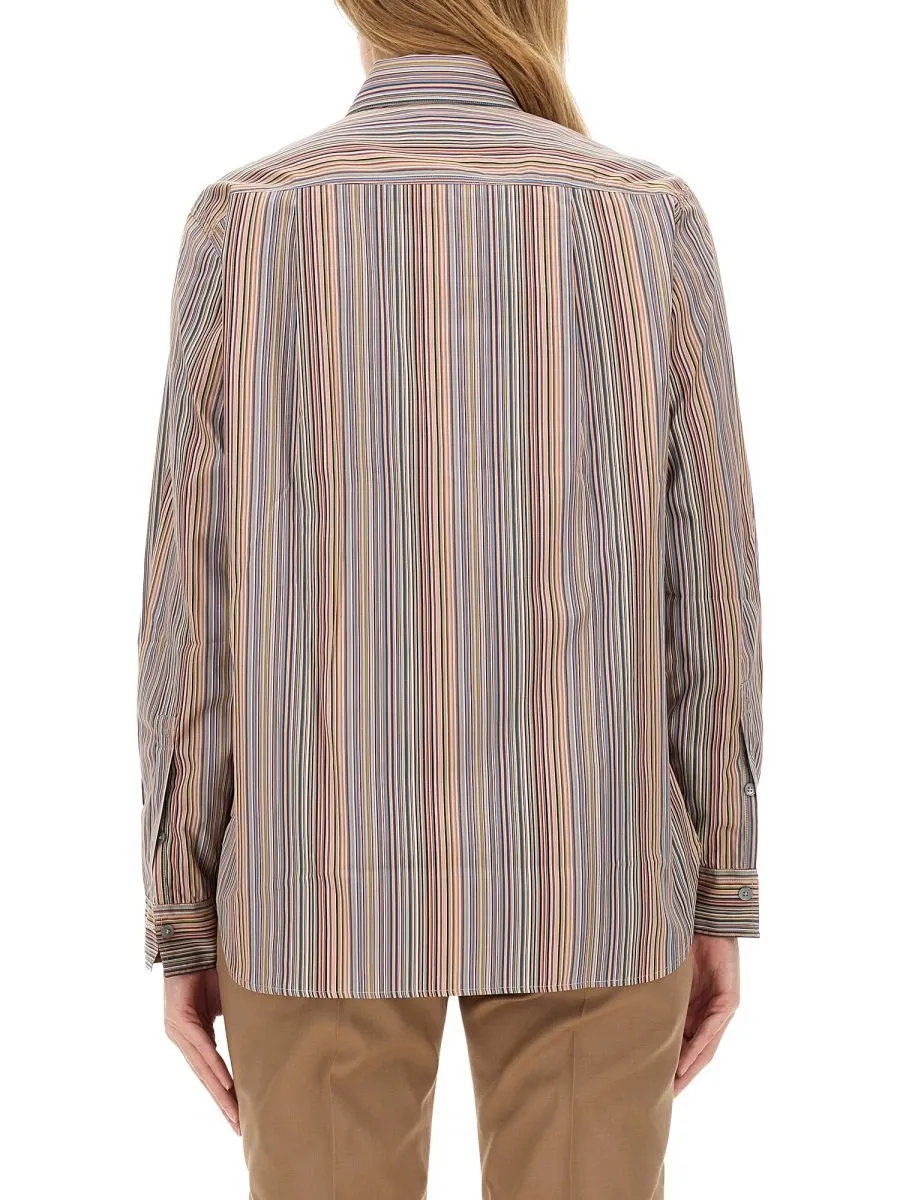 Paul Smith Signature Stripe Curved Hem Shirt