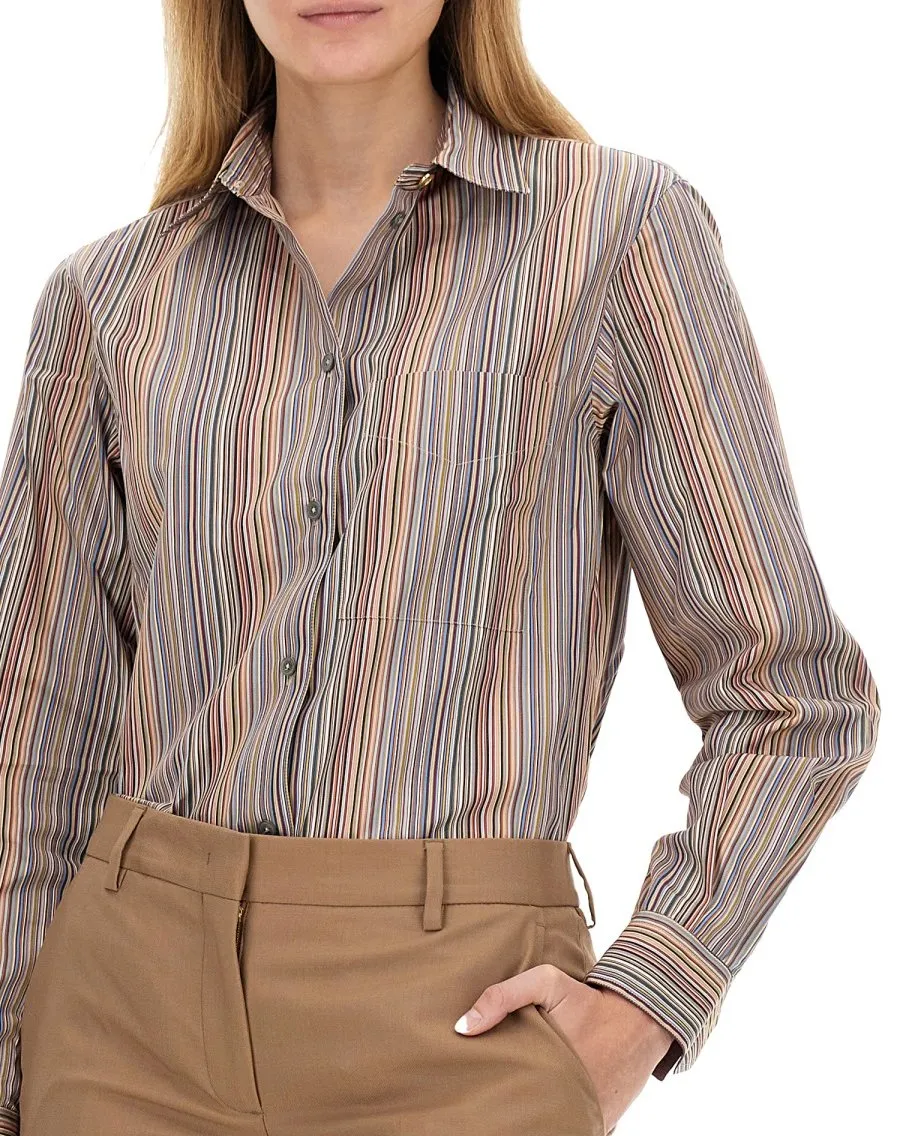 Paul Smith Signature Stripe Curved Hem Shirt