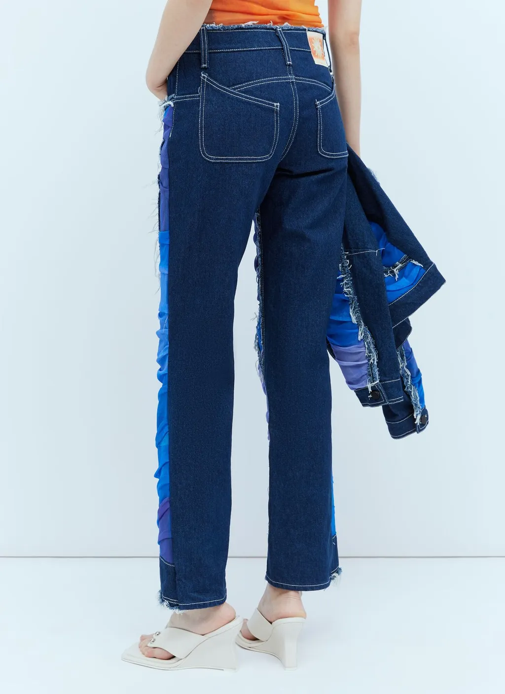 Paula Canovas Del Vas Mesh Design Denim Jeans