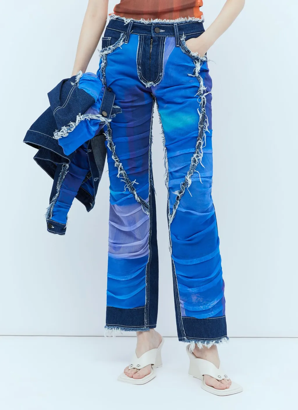 Paula Canovas Del Vas Mesh Design Denim Jeans