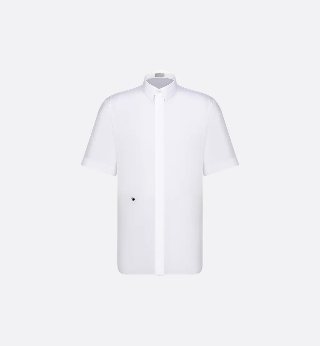 Short-Sleeved Shirt With Black Bee Embroidery
