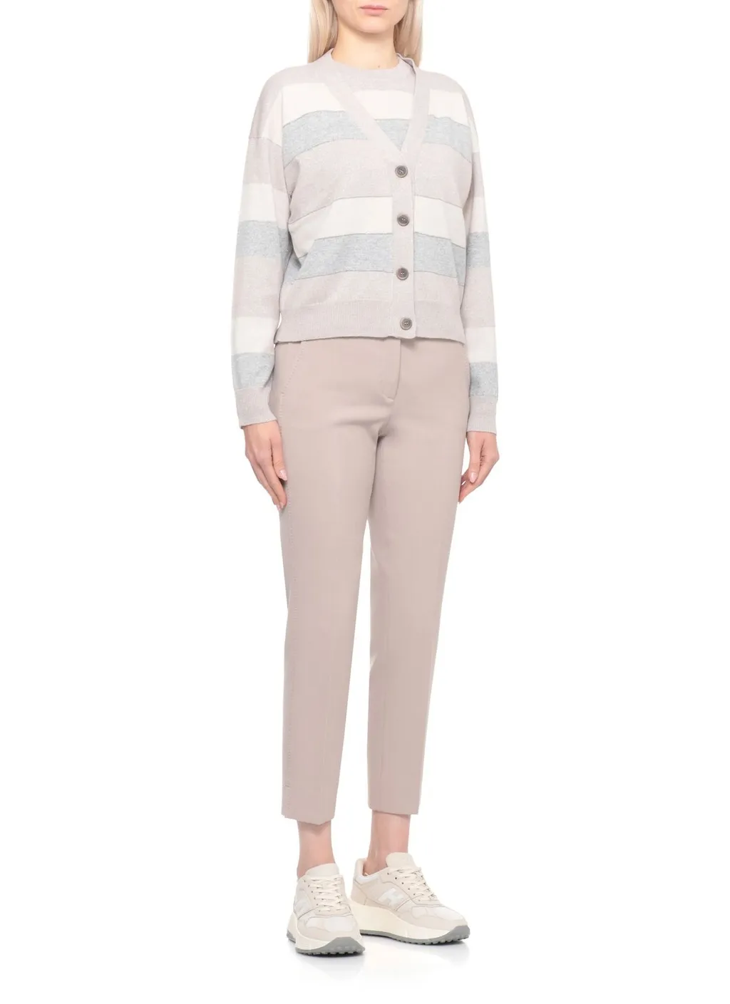 Peserico Striped Button-Front Cardigan