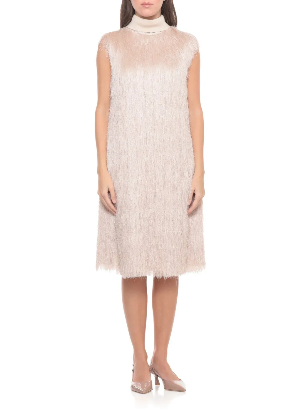 Peserico Aurea Fringed Sleeveless Dress