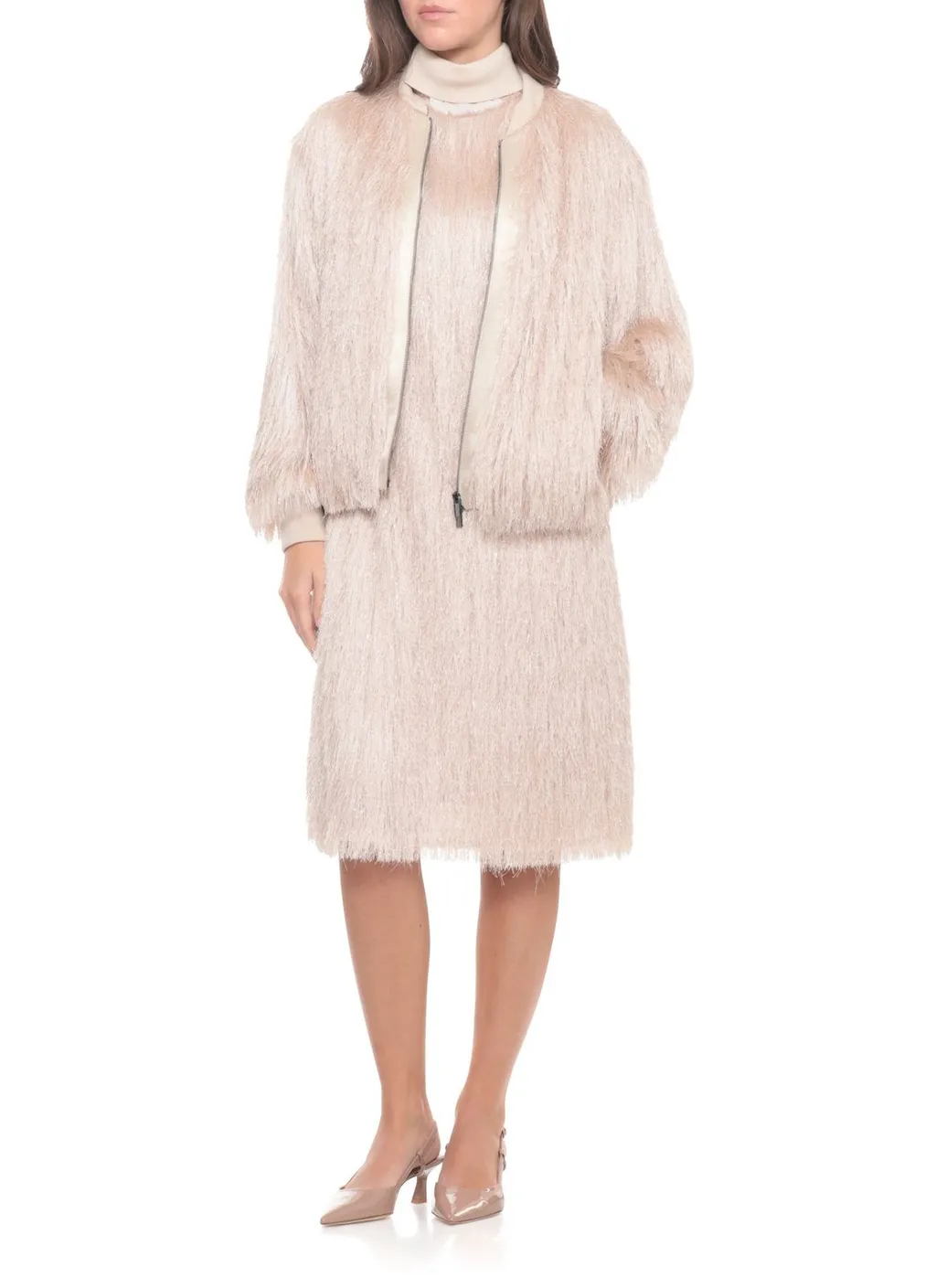 Peserico Aurea Fringed Sleeveless Dress