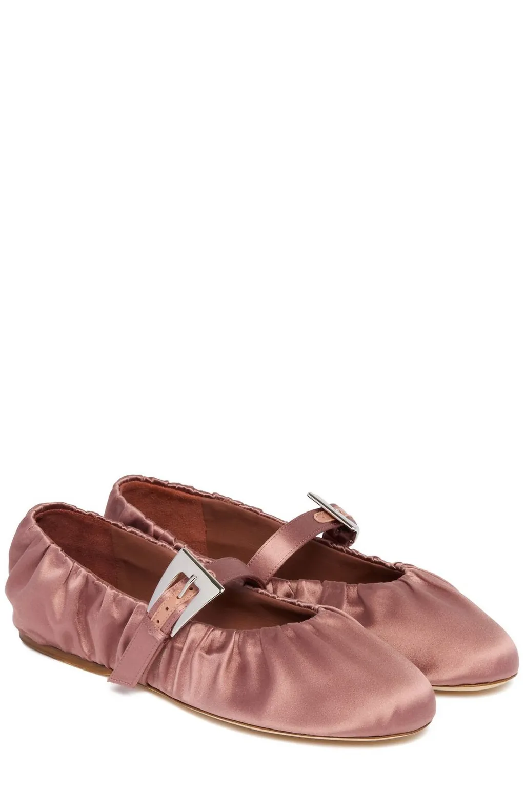 Paris Texas Sveva Plisse Buckle Ballet Flats