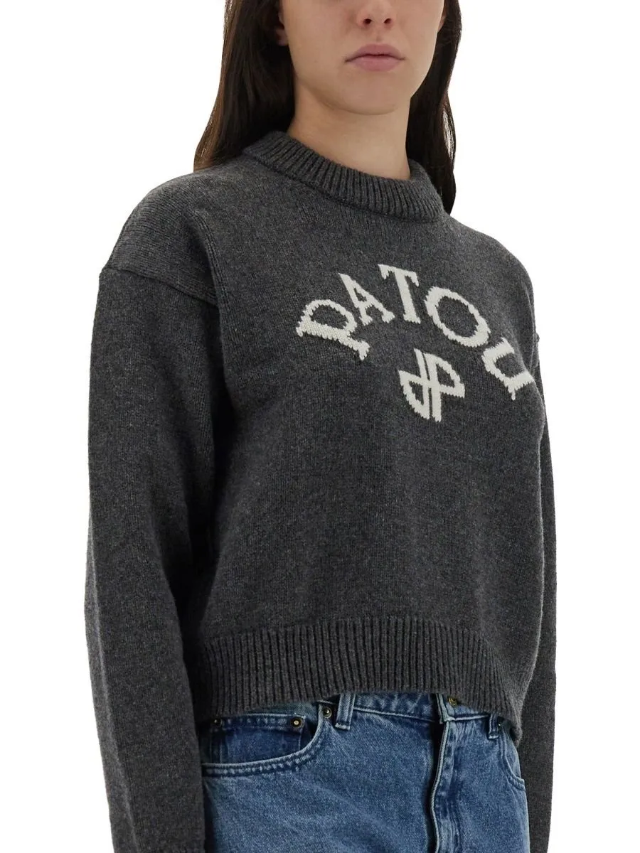 Patou Logo Intarsia Crewneck Knit Sweater
