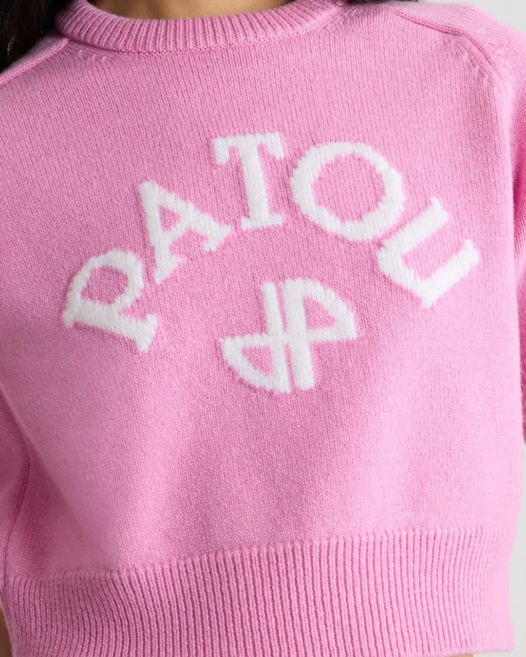 Patou Logo Intarsia Cropped Knit Top