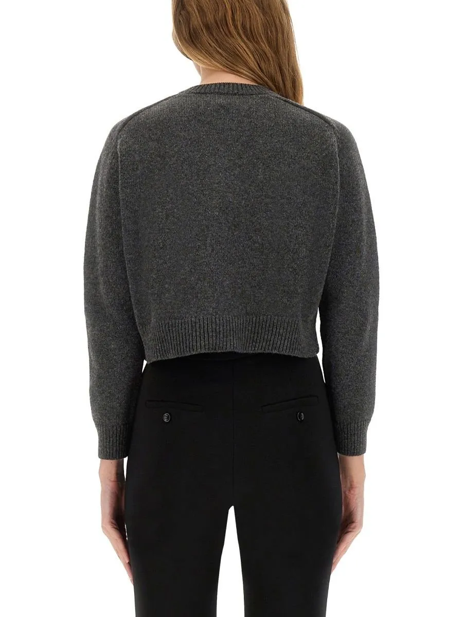Patou Cropped Button-Up Knit Cardigan
