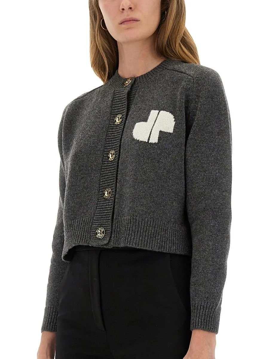 Patou Cropped Button-Up Knit Cardigan