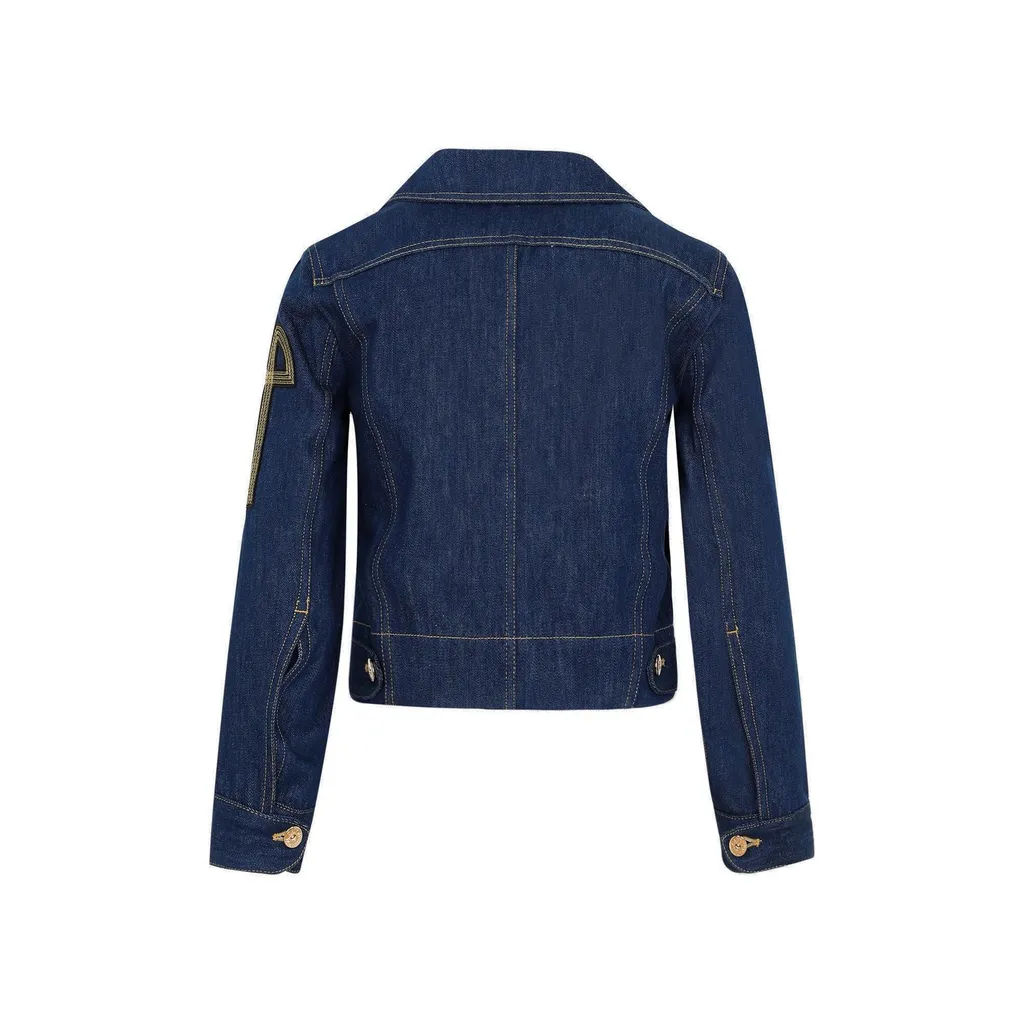Patou Long Sleeved Buttoned Cropped Denim Jacket