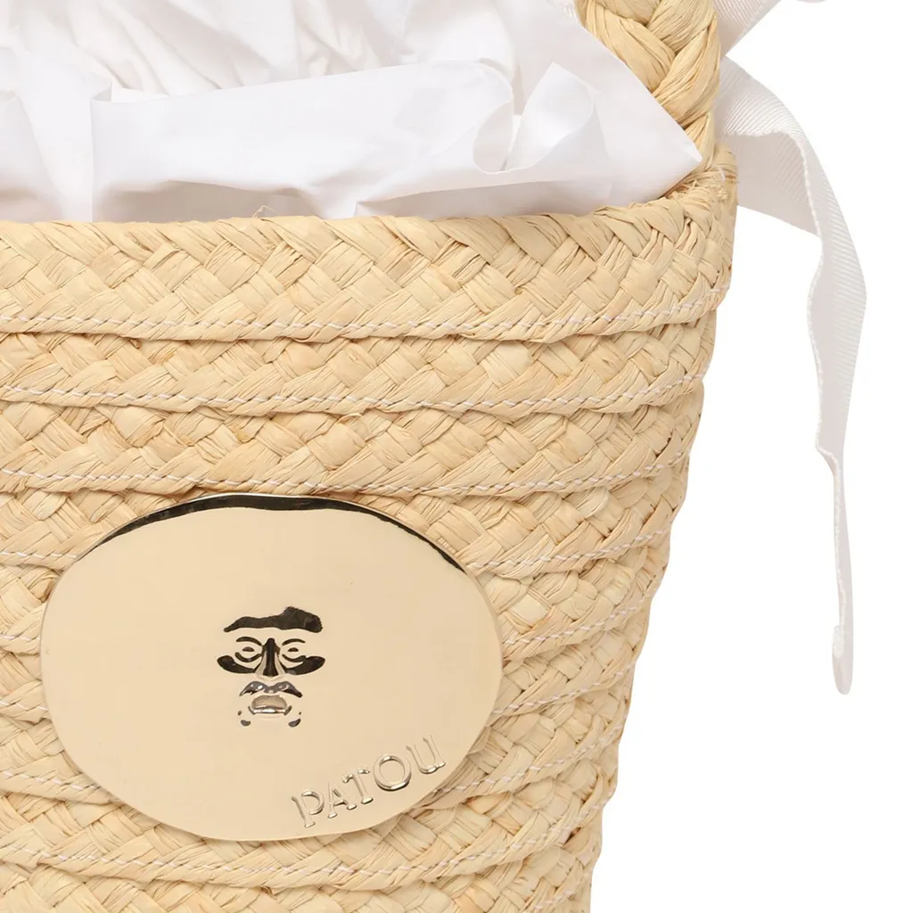 Patou Iconic Logo-Engraved Woven Bucket Bag