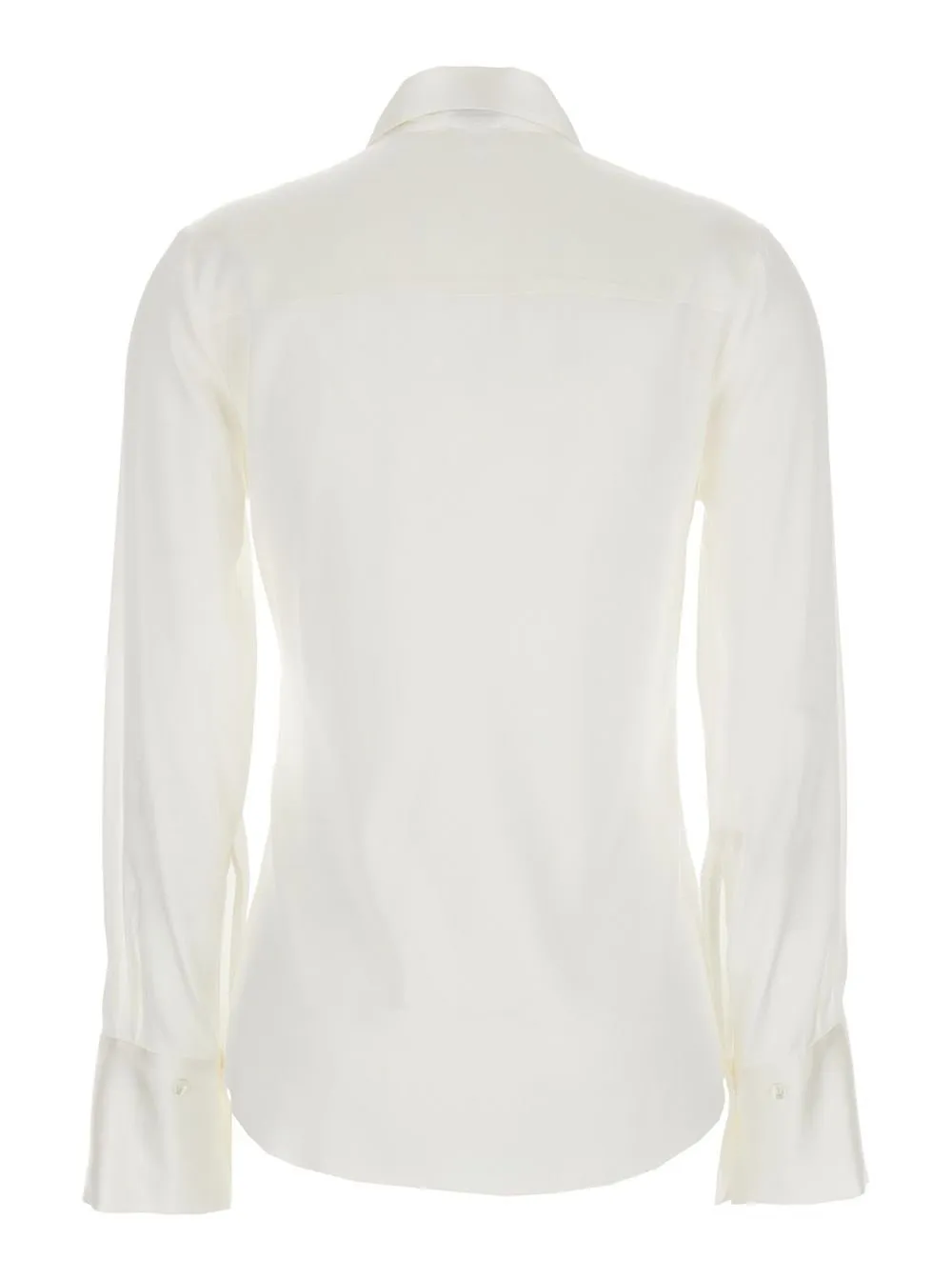 Plain Point Collar Silk Shirt