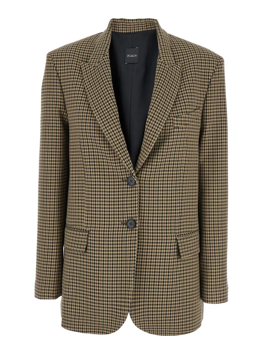 Plain Check Single-Breasted Jacket