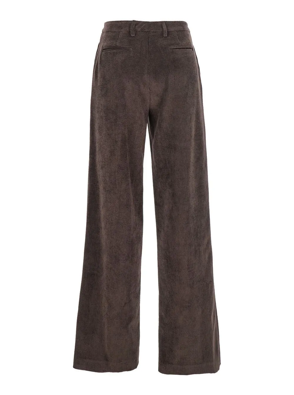 Plain Ribbed Velvet High-Waist Pants