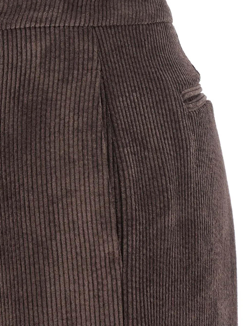 Plain Ribbed Velvet High-Waist Pants