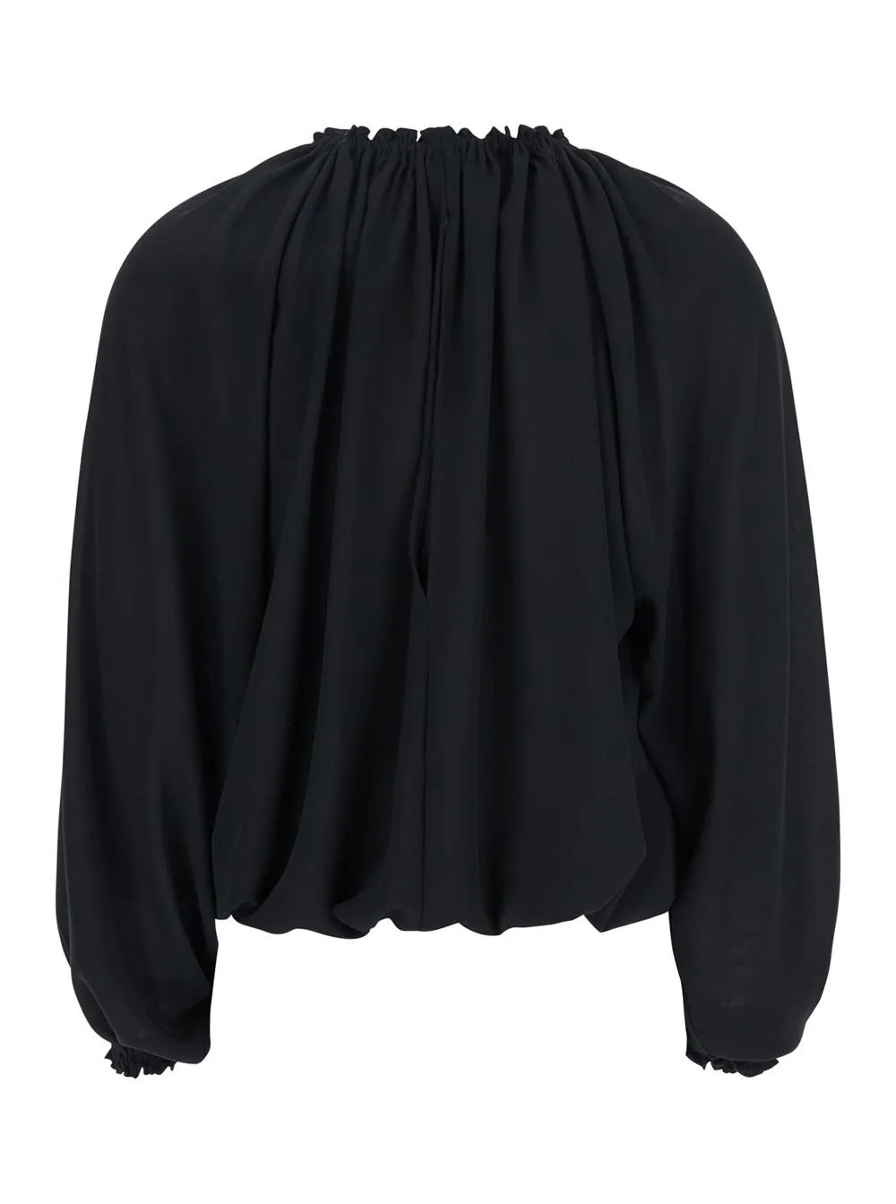 Plain Gathered Dropped-Shoulder Top