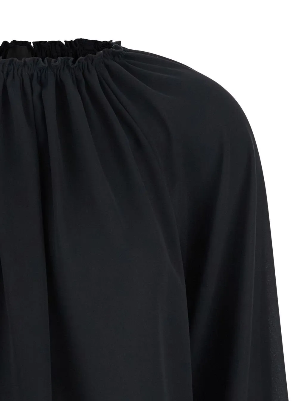 Plain Gathered Dropped-Shoulder Top