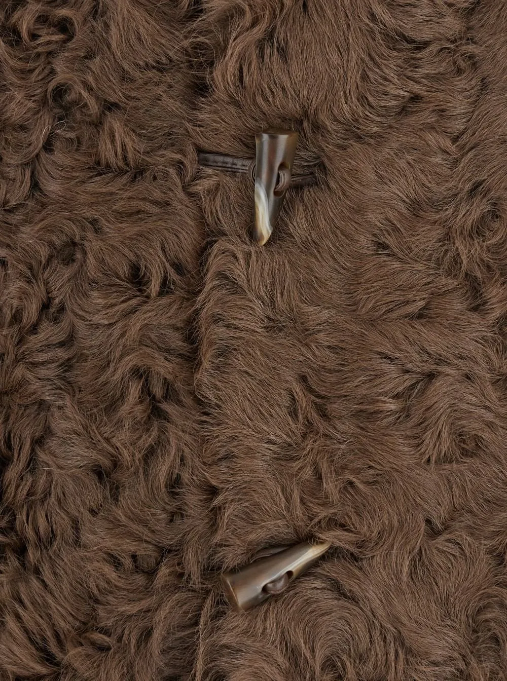 Plain Collarless Toggle Fur Jacket