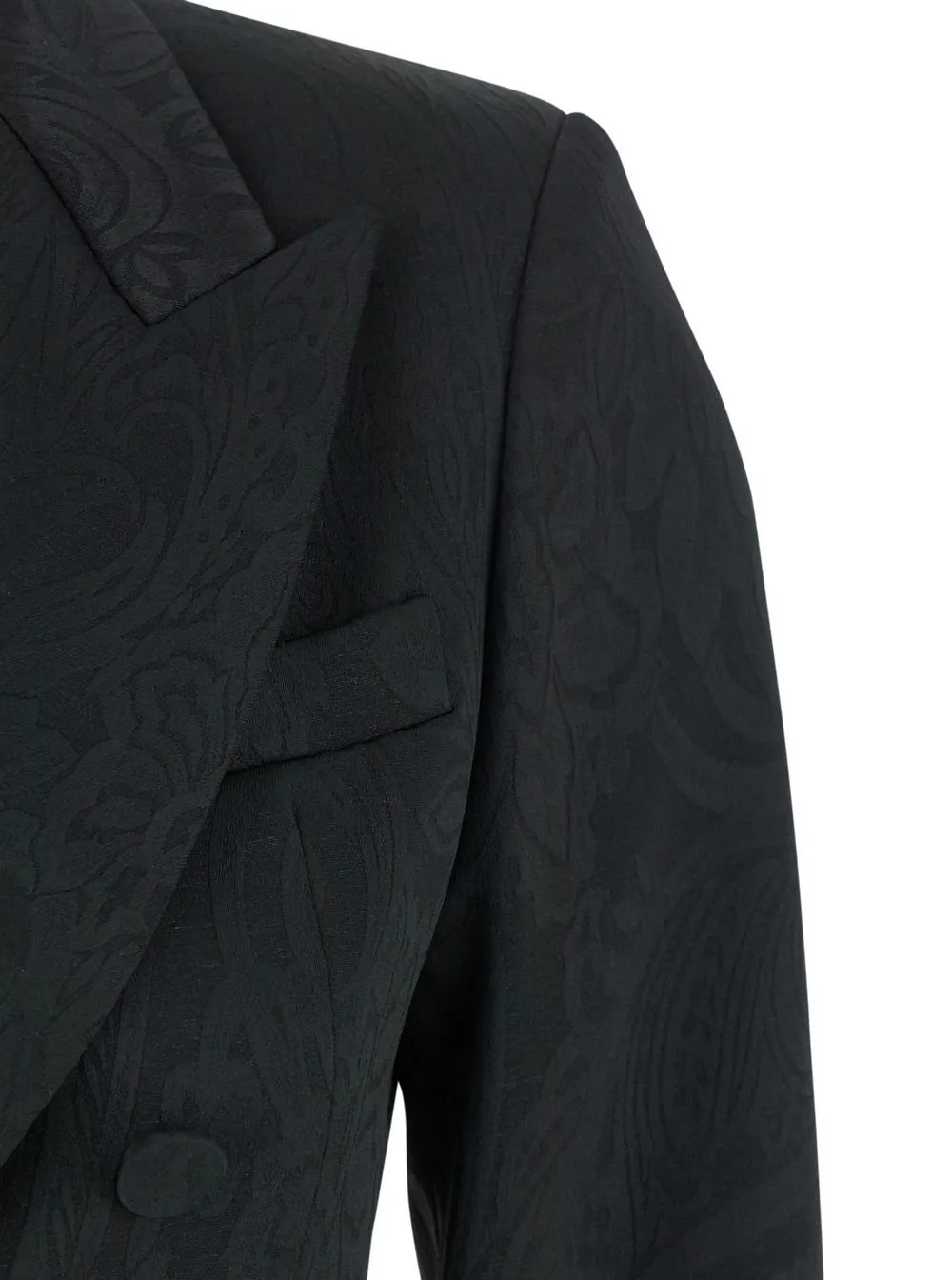 Plain Damask Double-Breasted Jacket