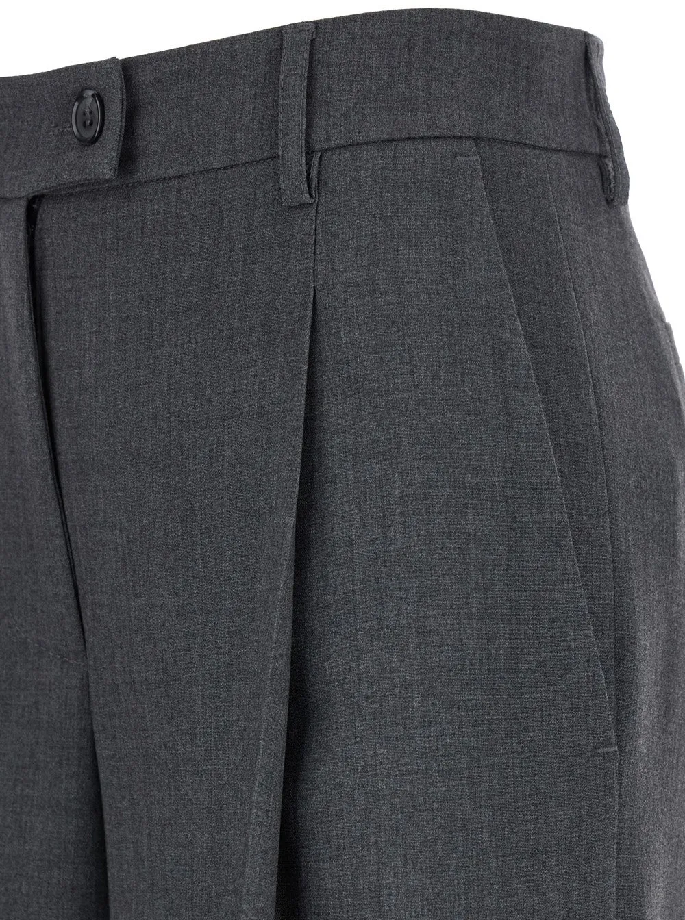 Plain Straight Leg Pleated Pants