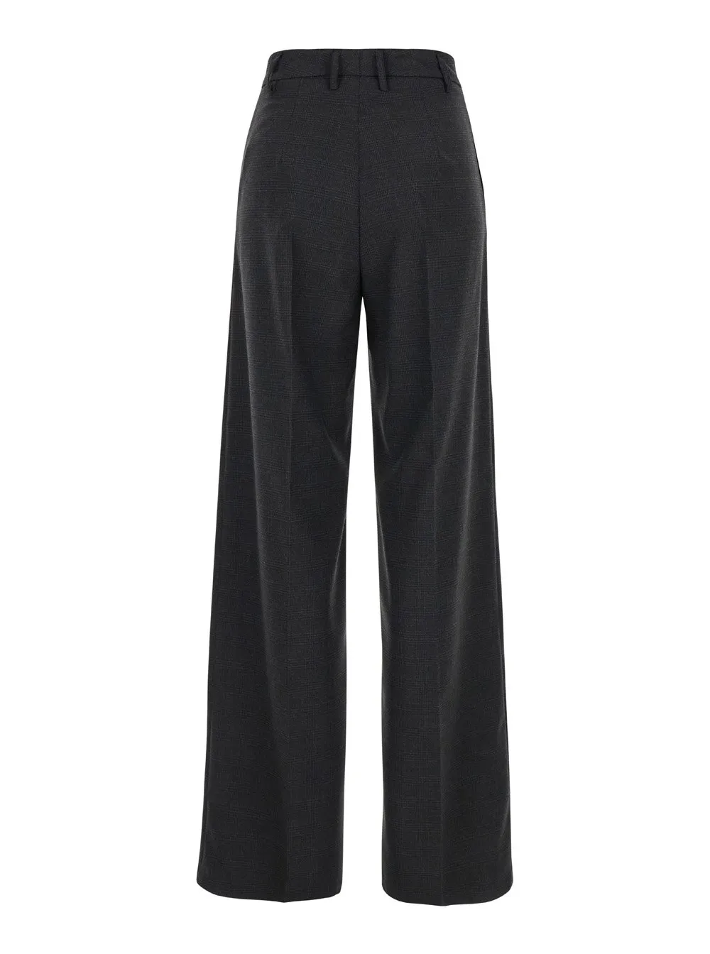 Plain High Waist Check Pattern Pants