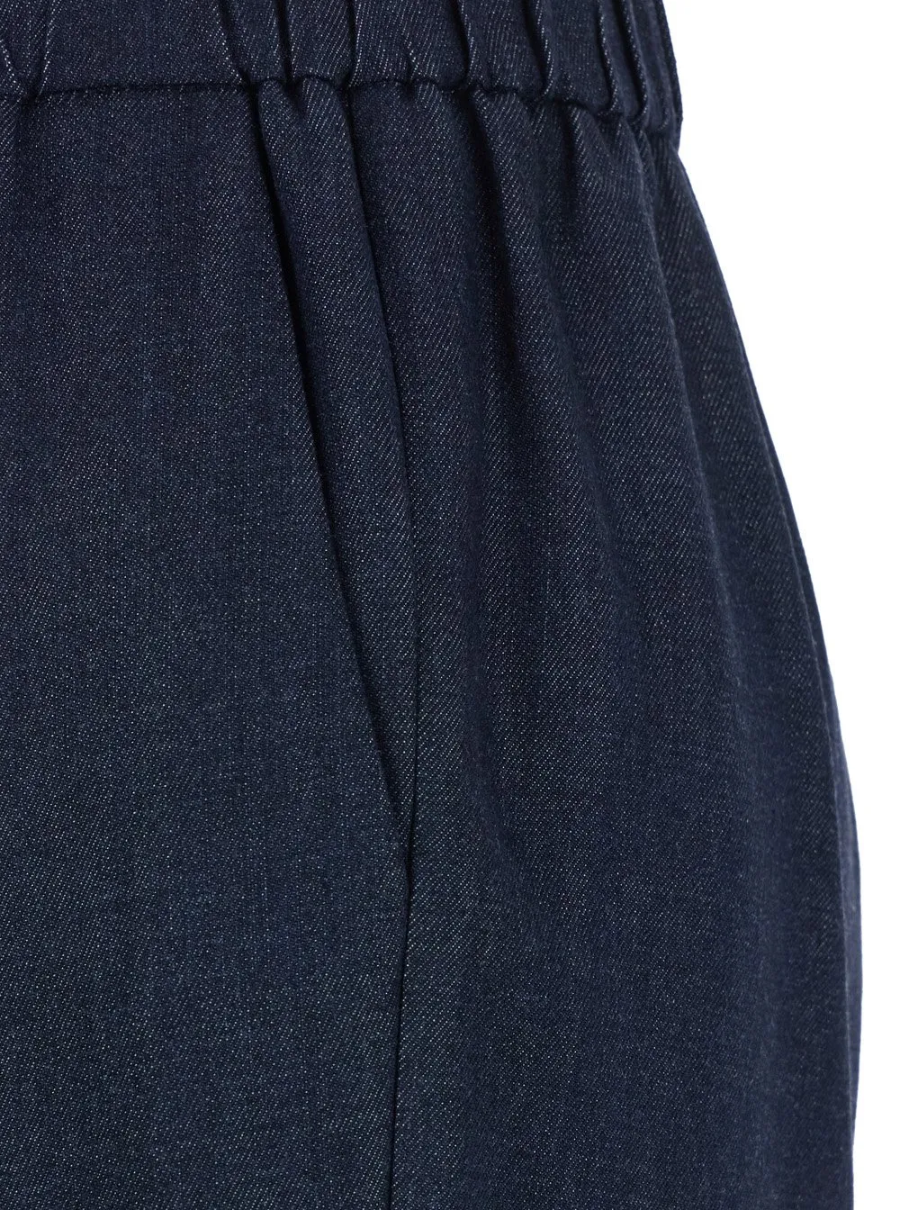 Plain Tech Fabric Pants With Elastic Waist