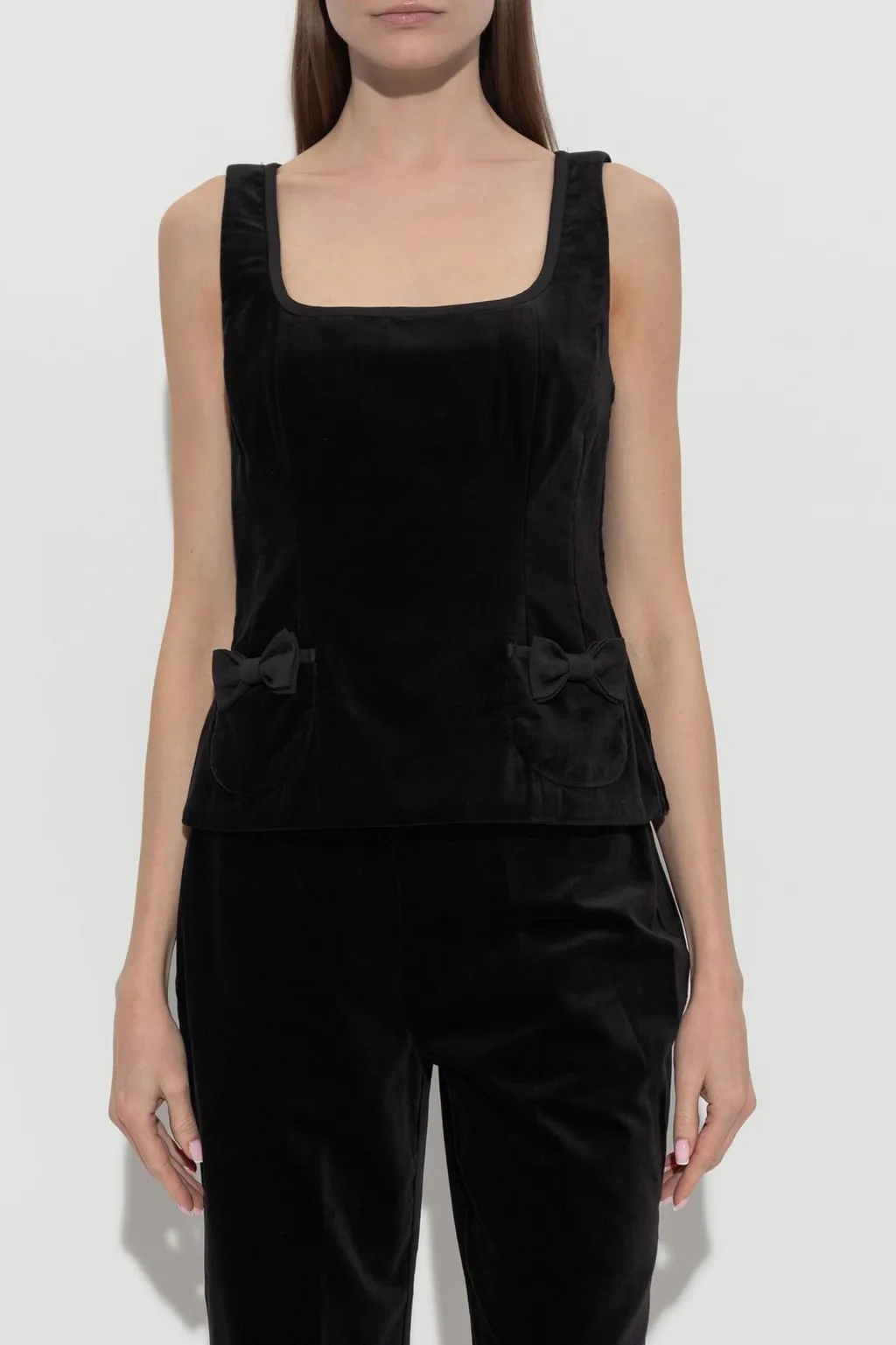 Posse Quincy Velvet Bow-Detail Top