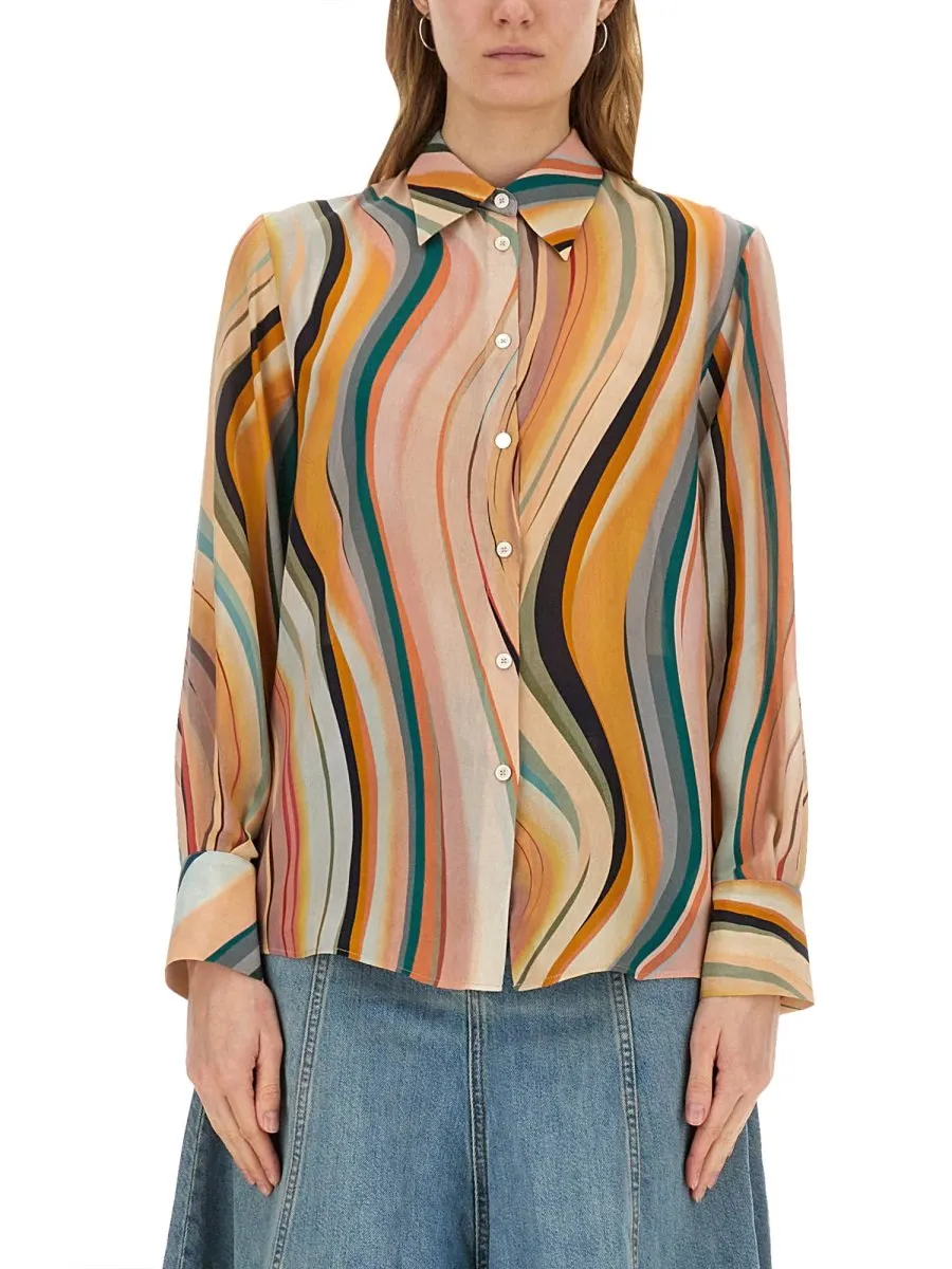 Ps Paul Smith Swirl Curved Hem Shirt