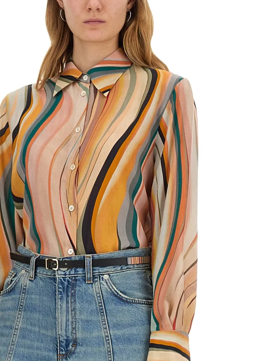 Ps Paul Smith Swirl Curved Hem Shirt
