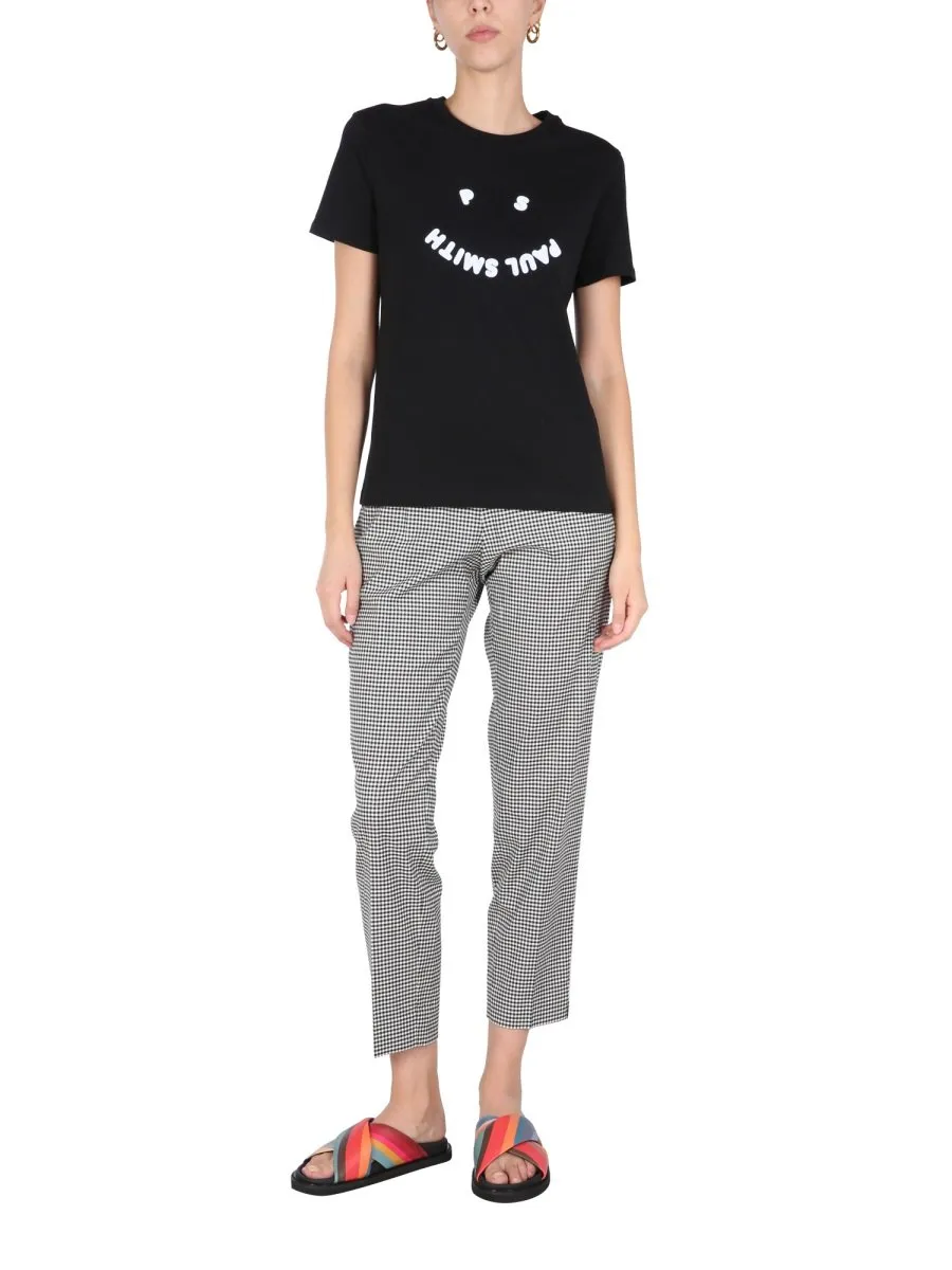 Ps Paul Smith Flocked Smiley Logo Crewneck T-Shirt