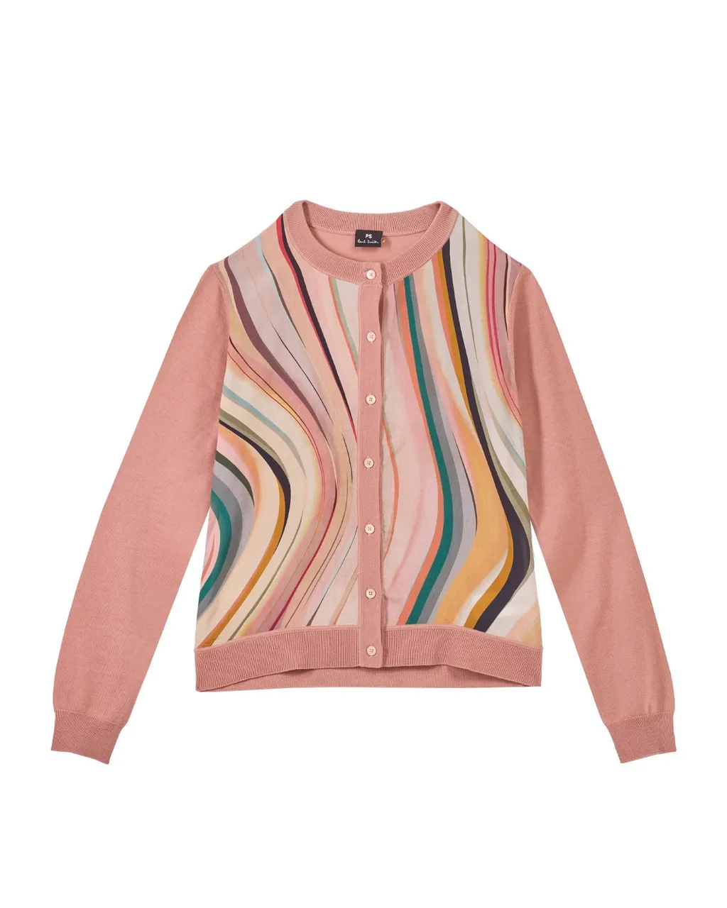 Ps Paul Smith Swirl Pattern Crewneck Buttoned Cardigan