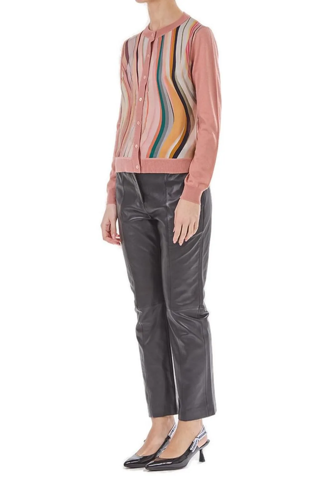 Ps Paul Smith Swirl Pattern Crewneck Buttoned Cardigan